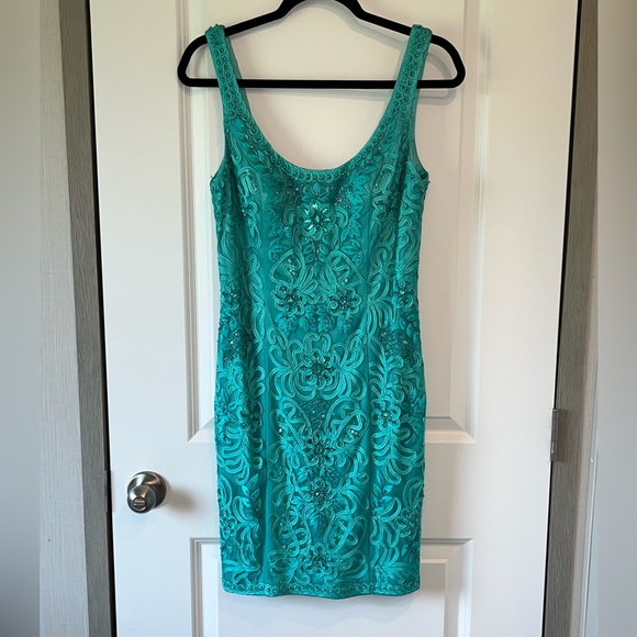 Sue Wong Nocturne Beaded Embroidered Dress Beautiful Seafoam Green Size 8 - Picture 1 of 10